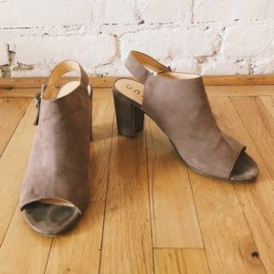 Unisa Peep Toe Suede Block Heels